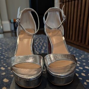 Silent D Metallic Silver Platform Heels